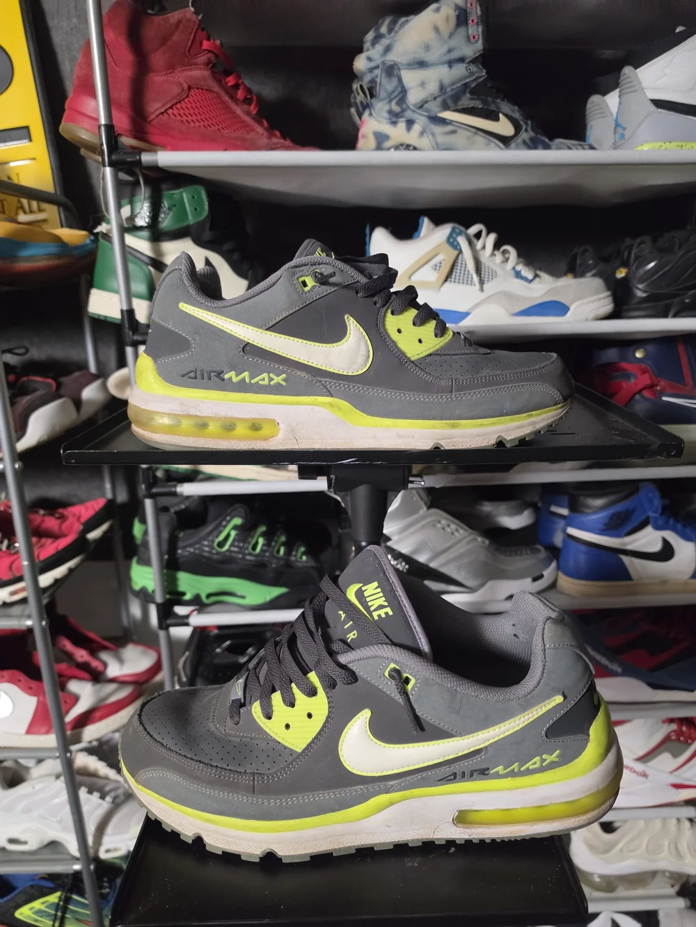 🔥 Nike Gray Neon Yellow Air Max Wright LTD Men's Size 12 Athletic Shoes